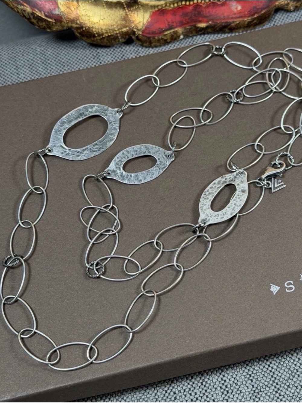 SILPADA N2355 Retired 925 Sterling Silver Hammered Link Necklace 40” Oxidized
